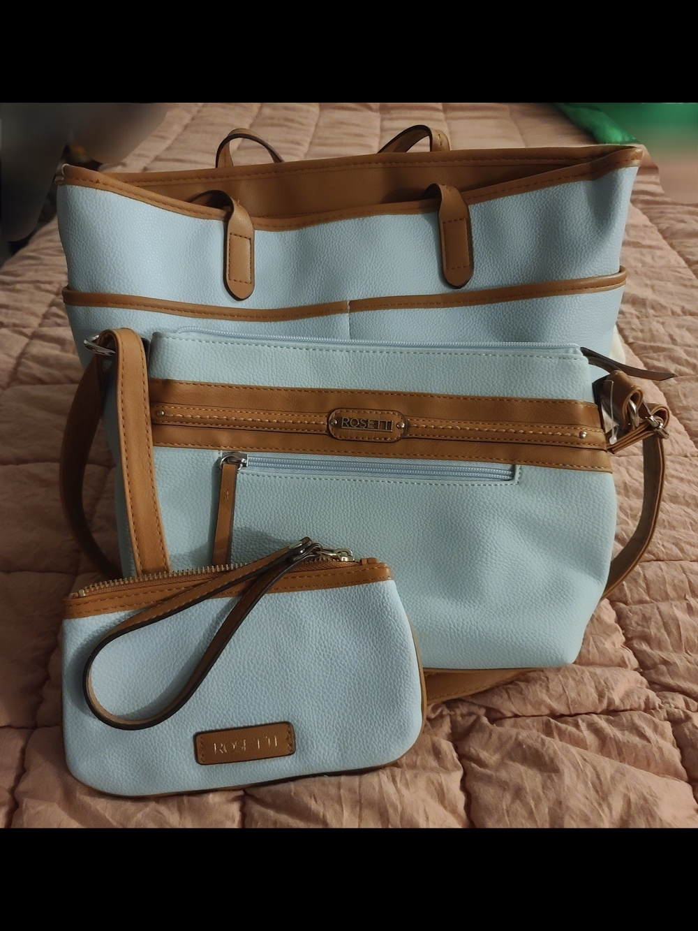 Light Blue Tote and Crossbody Set -